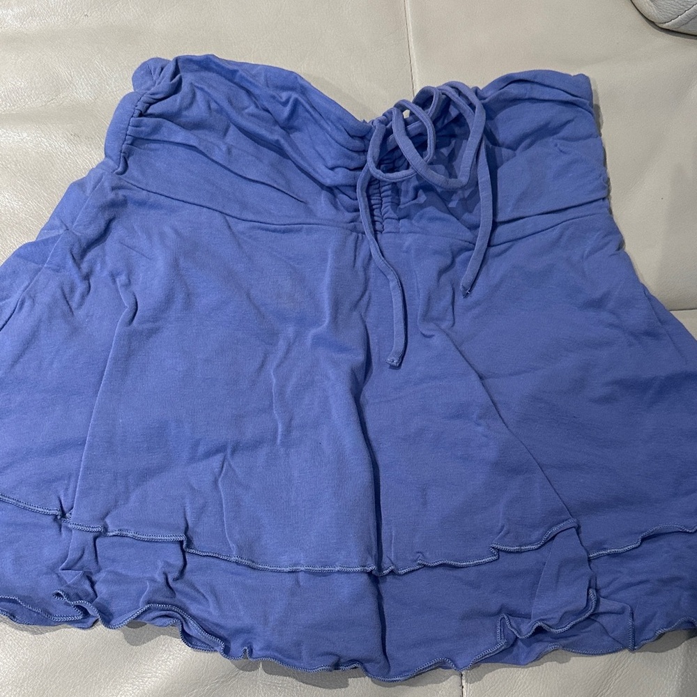 Blue Skirt with Drawstring Waist